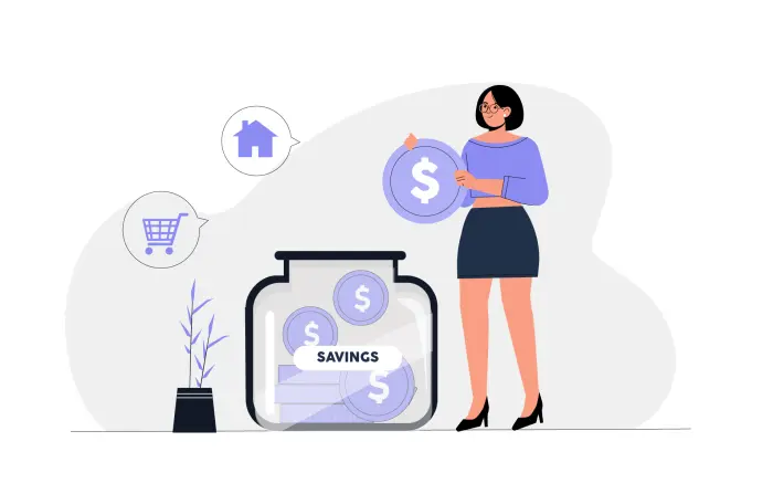 Finance Savings Concept Girl Flat Character Illustration image